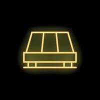 Neon yellow wooden crate glowing on black background vector