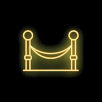 Neon yellow barrier rope queue stanchion separating constructing dividing access at event vector
