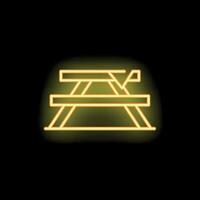 Neon sign showing a picnic table on black background vector