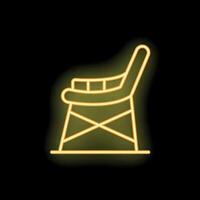 Glowing neon icon of a rocking chair on black background vector