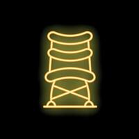 Neon sign of folding camping chair glowing on black background vector