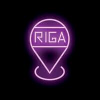 Neon sign showing location of riga, latvia vector