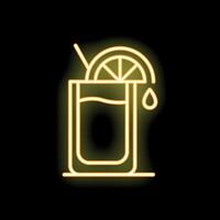 Neon sign showing cocktail with slice of orange and straw vector