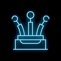 Neon icon of electrical wires sticking out of a box glowing blue vector