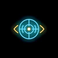 Neon icon representing an eye focusing on a target vector