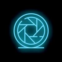 Neon sign representing camera shutter illustrating photography vector