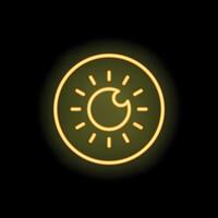 Neon icon of eye with light rays representing vision vector