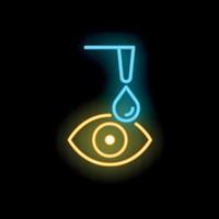Neon icon of pipette putting drop in human eye vector