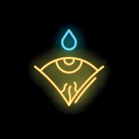 Neon style icon of crying eye with falling tear drop vector