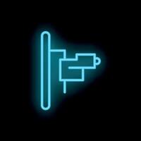 Neon icon of cctv security camera observing on black background vector