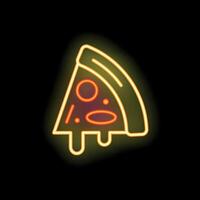 Neon sign showing a delicious slice of pizza with melted cheese vector