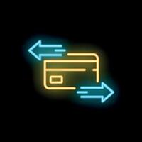 Glowing neon icon representing the concept of online money transfer vector