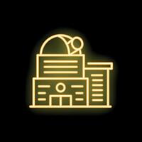 Neon style icon representing astronomical observatory building for space exploration vector