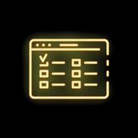 Neon yellow online survey checklist on computer screen icon graphic vector