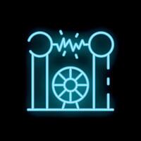 Neon sign of electric generator converting mechanical energy into electricity vector
