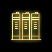 Neon yellow locker icon glowing on dark background vector