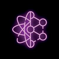 Neon atom structure glowing on dark background vector