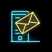 Neon icon of a smartphone receiving an email notification vector