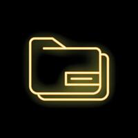 Neon glowing folder icon on dark background vector