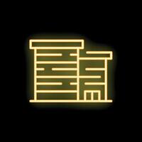 Yellow neon sign of a generic multi storey building on a black background vector