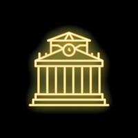 Neon sign showing a courthouse with columns and a clock vector