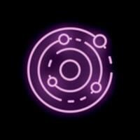 Neon solar system icon glowing on dark background vector
