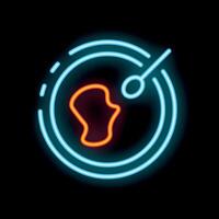 Neon style icon of artificial insemination procedure on black background vector