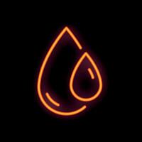 Red and orange neon water drop sign on black background vector