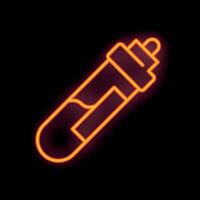 Neon test tube glowing on black background vector