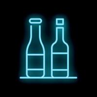 Neon sign of bottles shining on black background vector
