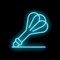 Neon whisk lying down on black background vector