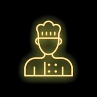Neon chef icon depicting a cook wearing a toque blanche vector