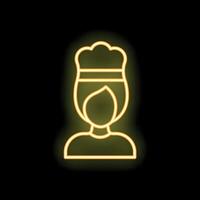 Neon icon of chef wearing a toque blanche vector