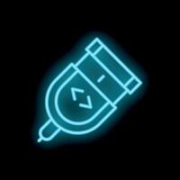 Neon icon of usb flash drive glowing on dark background vector
