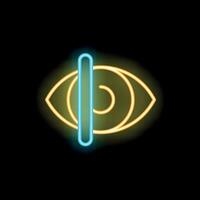Neon icon of eye scan representing concept of biometrics vector
