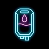 Neon icon of iv bag transfusing blood or fluid vector