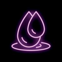 Neon sign showing two water drops falling on the ground vector