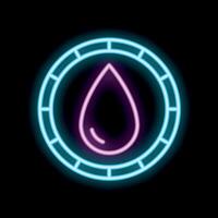 Neon icon of water drop shining in circle frame vector