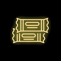 Neon sign of two chocolate bars glowing on black background vector