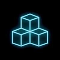 Neon cubes forming abstract structure glowing on black background vector