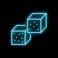 Two dice rolling showing different numbers in neon light style vector