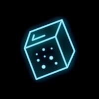 Neon blue voting box glowing on black background vector