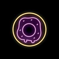 Neon sign depicting a sprinkled donut with pink icing dripping from its sides vector