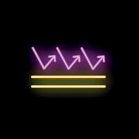 Neon sign representing bouncing light rays on a surface vector