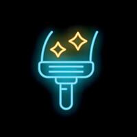 Neon sign of a paint brush shining on black background vector