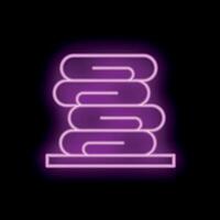 Neon sign of folded towels on a shelf glowing in the dark vector