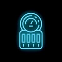 Neon icon of a server showing cpu load and usage statistics vector