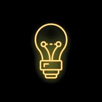 Neon lightbulb shining brightly on black background vector
