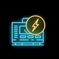 Neon sign showing power supply unit for computer or other hardware vector