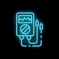 Glowing neon line electronic multimeter for measuring voltage and current icon illustration vector